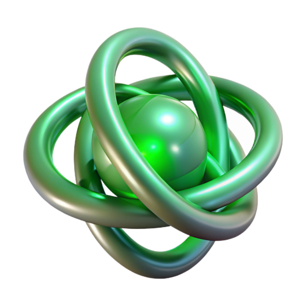 serene abstract Qubit Entanglement Visualization Green Glow Transparent Background original png