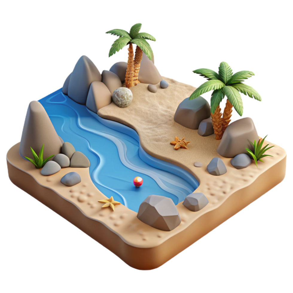wonderful rustic Quiet Beach Shoreline Sand and Water Cutout Element exclusive png