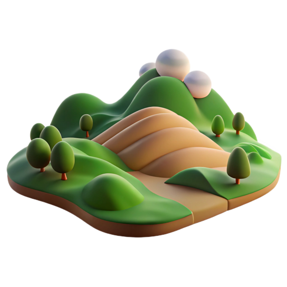 vibrant vintage Quiet Countryside Landscape with Rolling Hills Transparent Background authentic png