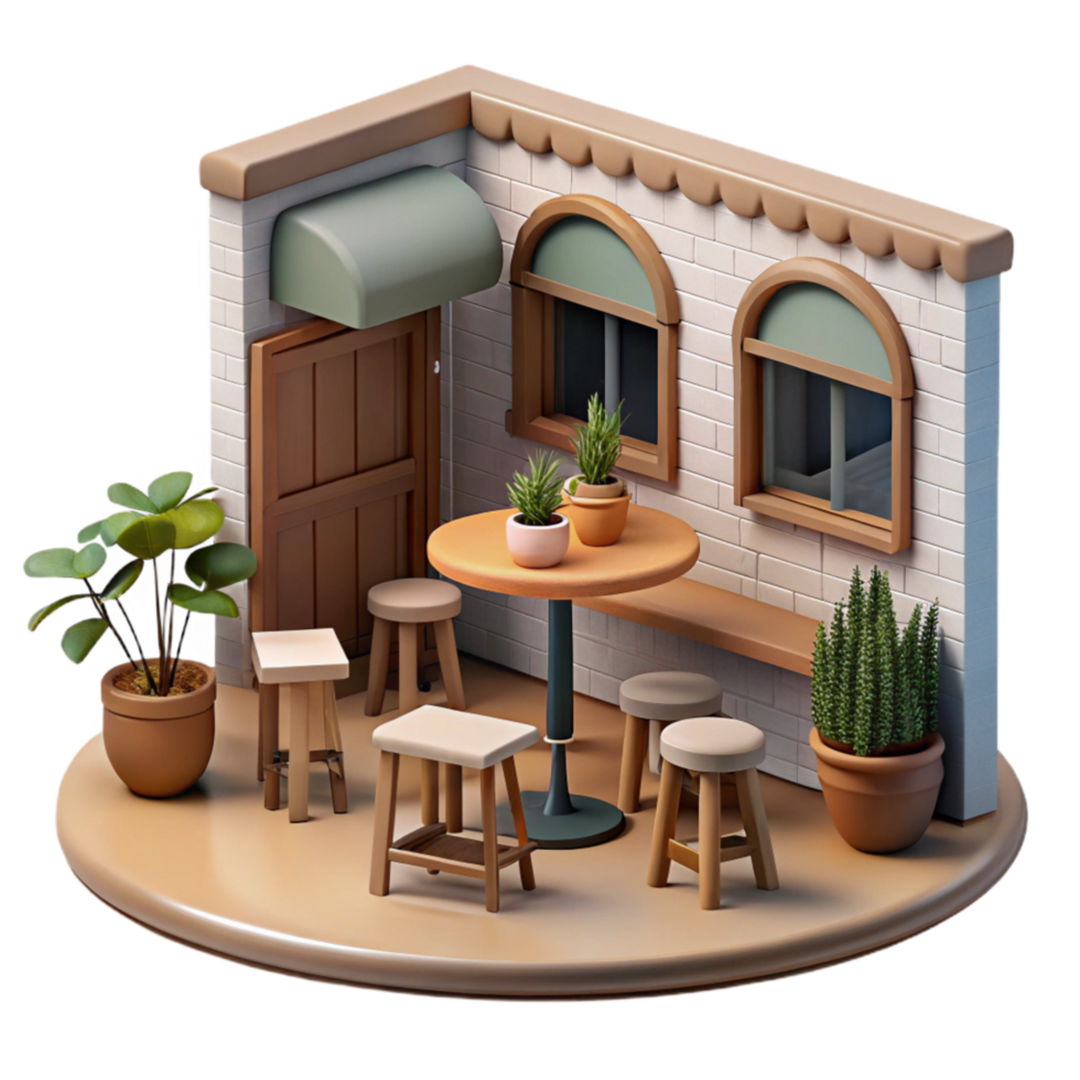 magnificent creative Quiet Cafe Interior Empty Tables Cutout Element high resolution png