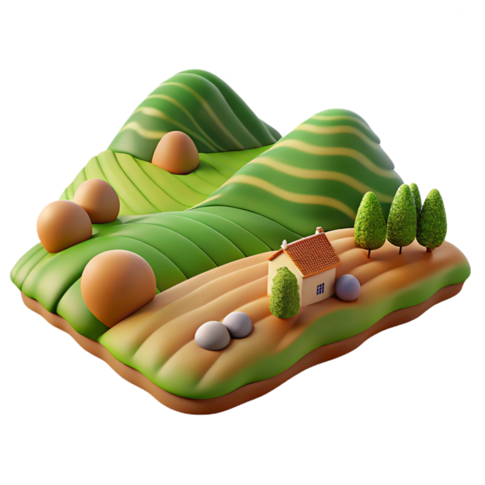 dramatic traditional Quiet Countryside Landscape with Rolling Hills Transparent Background professional png