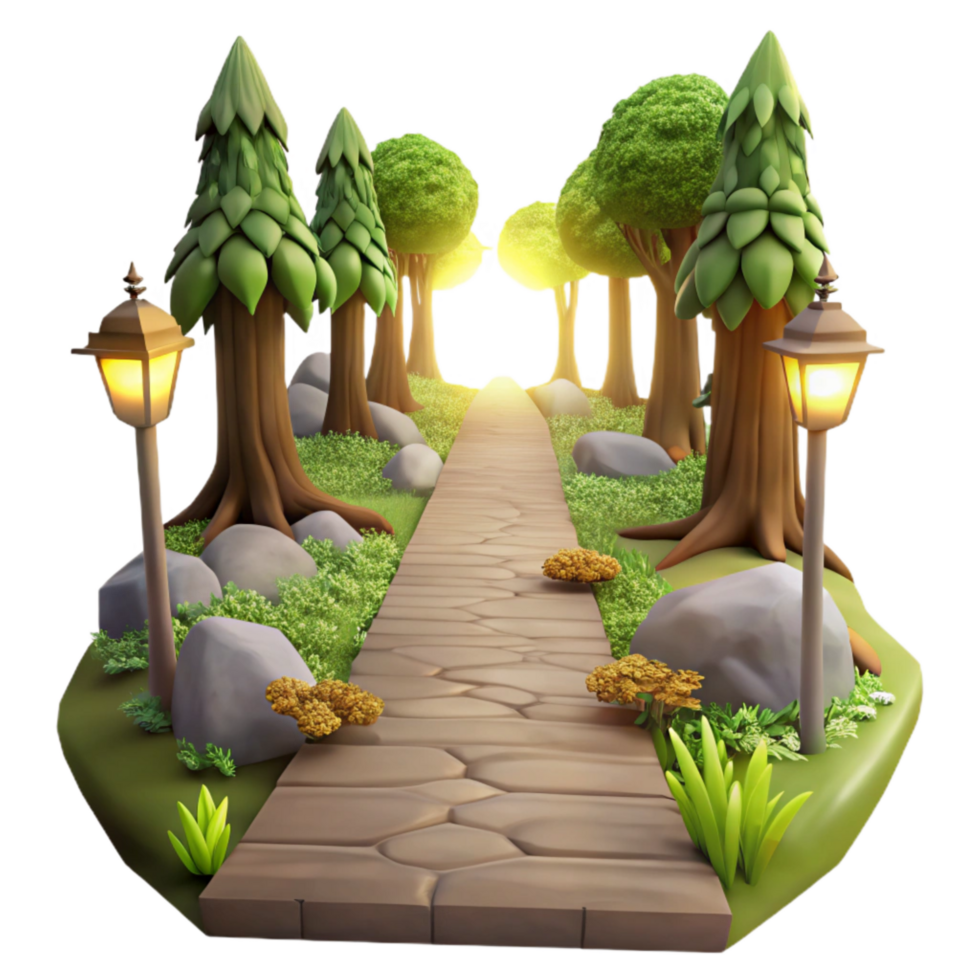 magnificent contemporary Quiet Forest Path Sunlight Isolated png