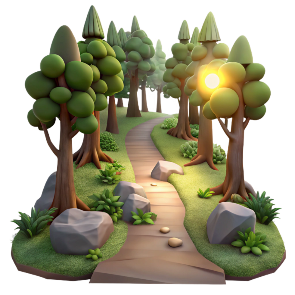 beautiful creative Quiet Forest Path Sunlight Isolated professional png