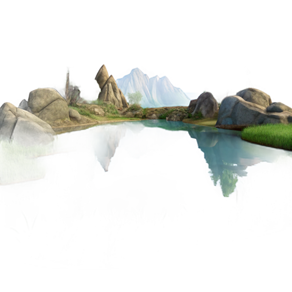 magnificent artistic Quiet Lake with Reflections Isolated high quality png