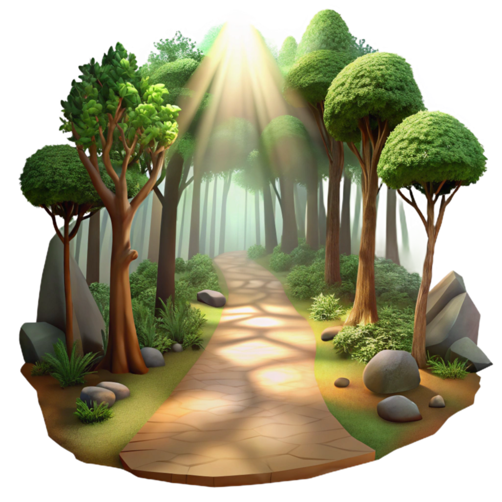 magnificent contemporary Quiet Forest Path with Green Hues Cutout high quality png