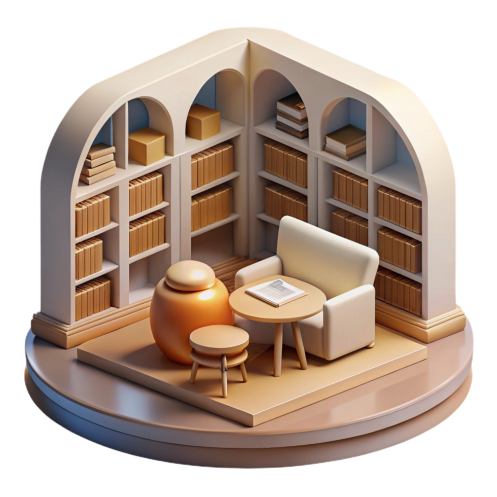 vibrant modern Quiet Library Reading Room Transparent premium png