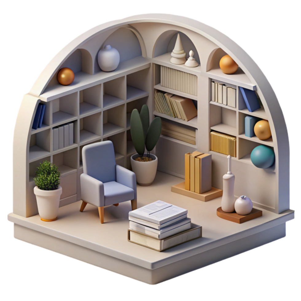 wonderful rustic Quiet Library Interior Bookshelves Transparent high resolution png