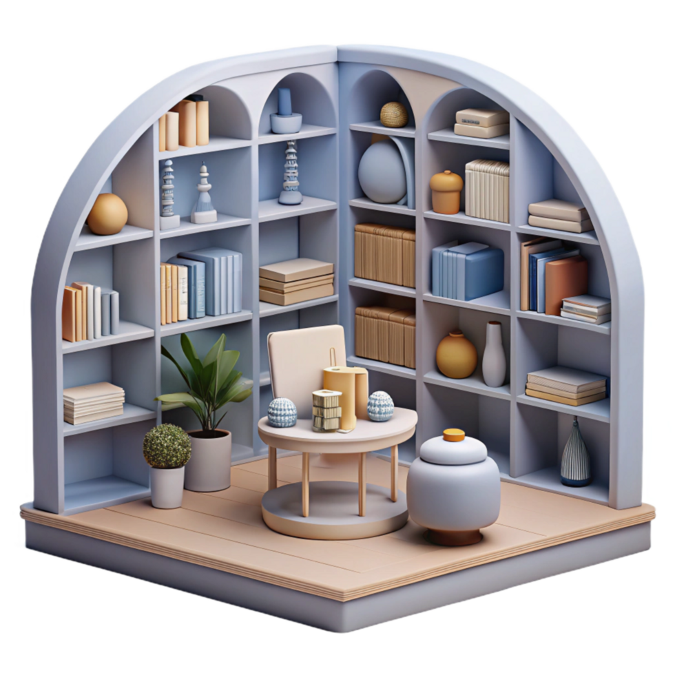 impressive vintage Quiet Library Interior Bookshelves Transparent exclusive png