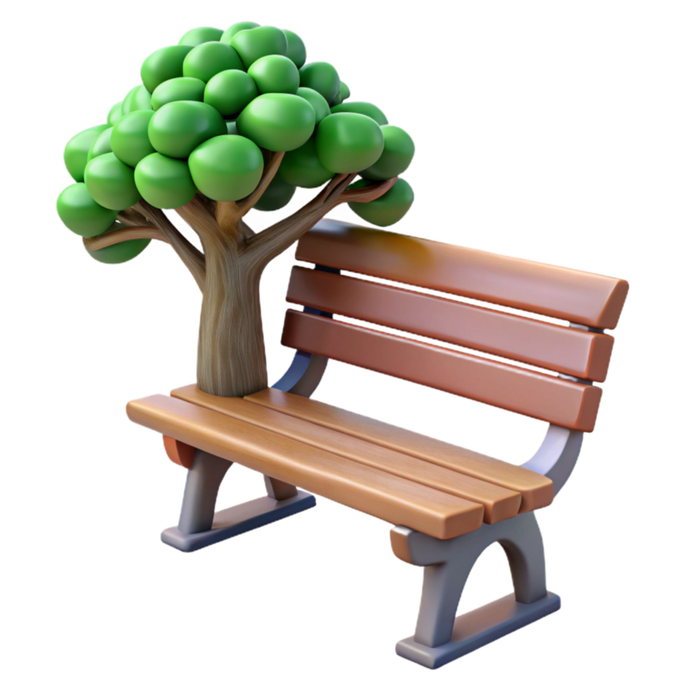 serene classic Quiet Park Bench Under a Tree Transparent Background genuine png