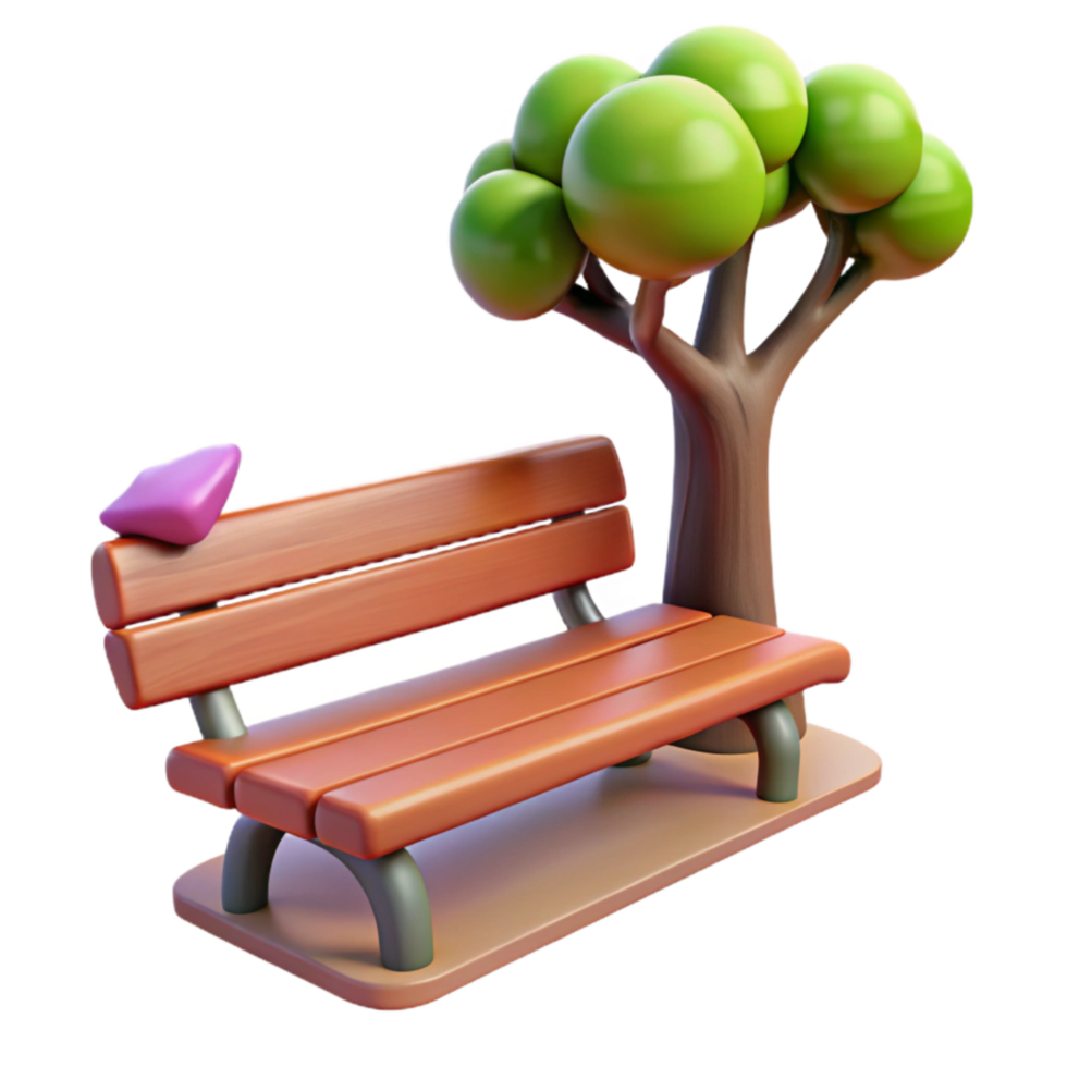 wonderful modern Quiet Park Bench Under a Tree Transparent Background png