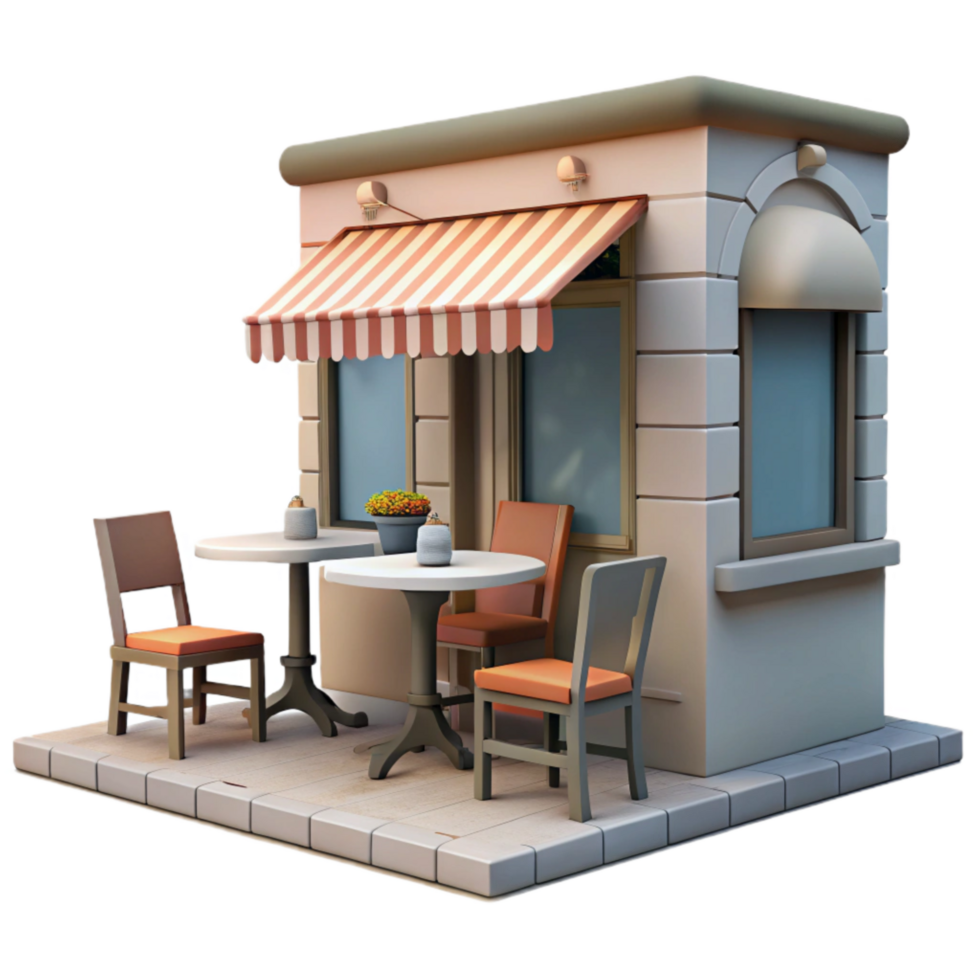 serene vintage Quiet Street Cafe Empty Tables Isolated exclusive png