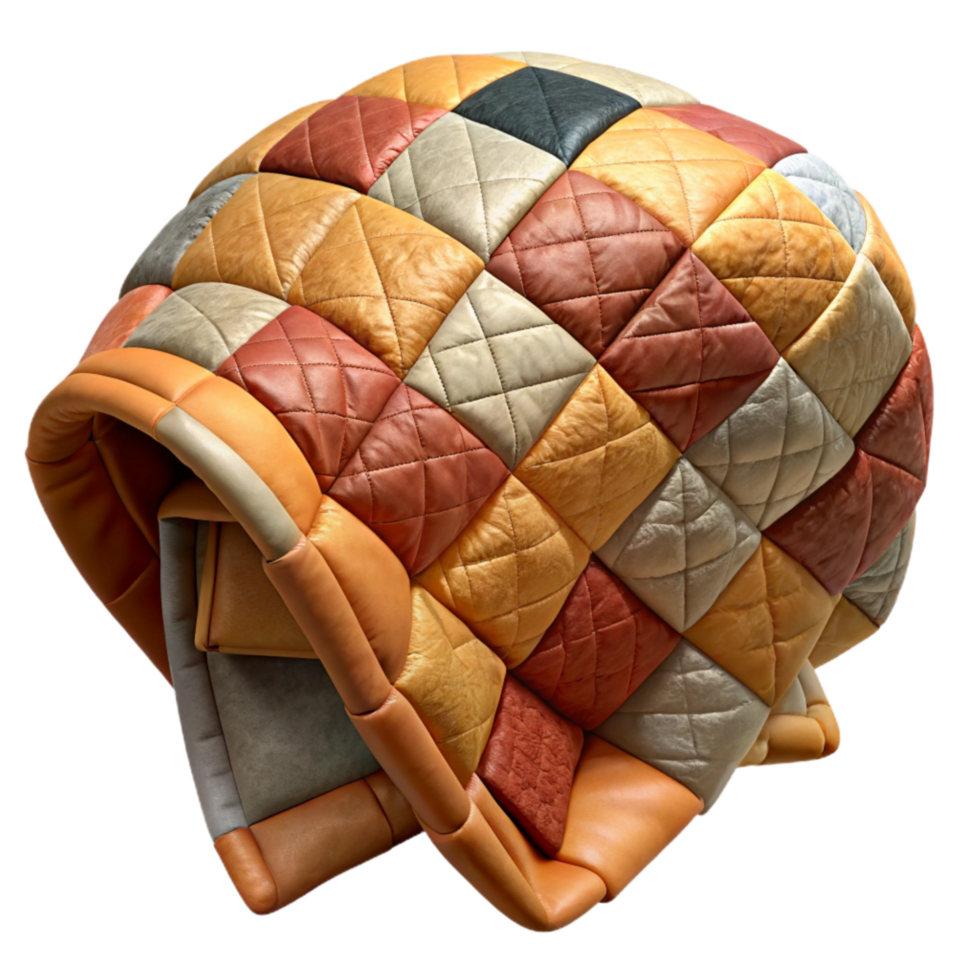 magnificent artistic Quilted Blanket Patchwork Design Warm Tone Cutout Element genuine png