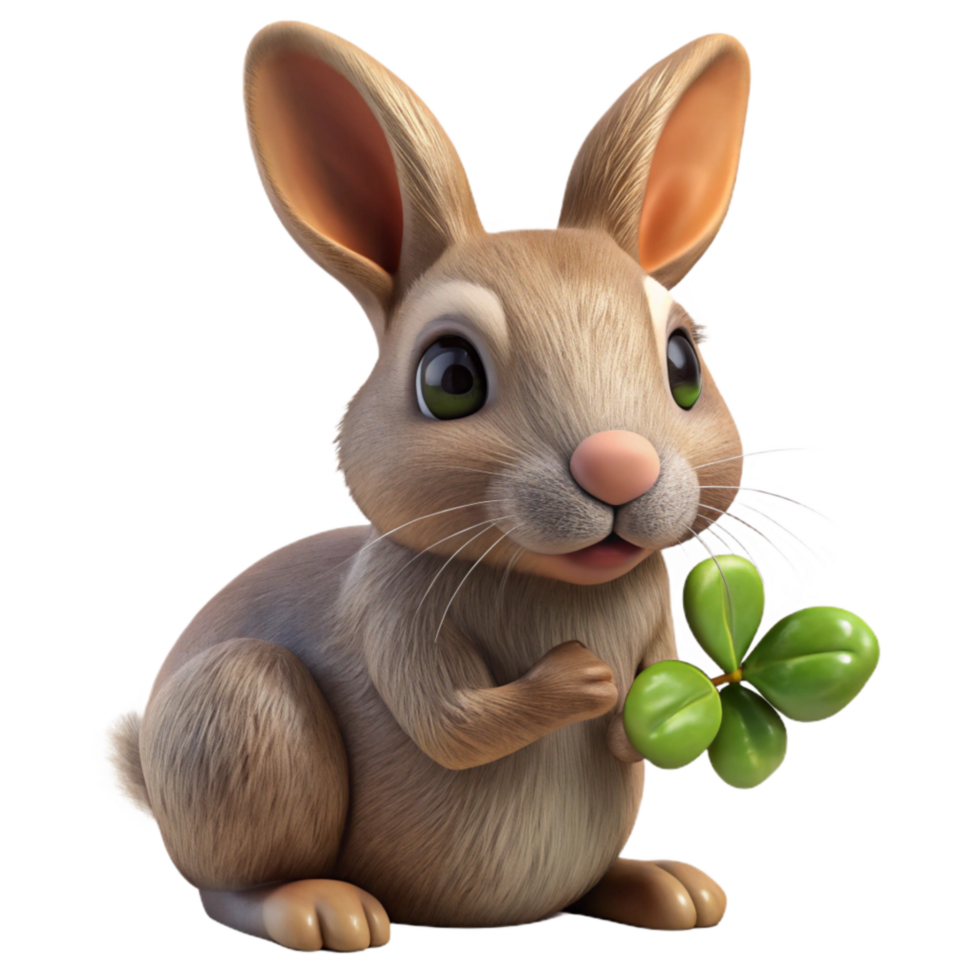 vibrant vintage Rabbit Eating Clover Close Up Isolated original png