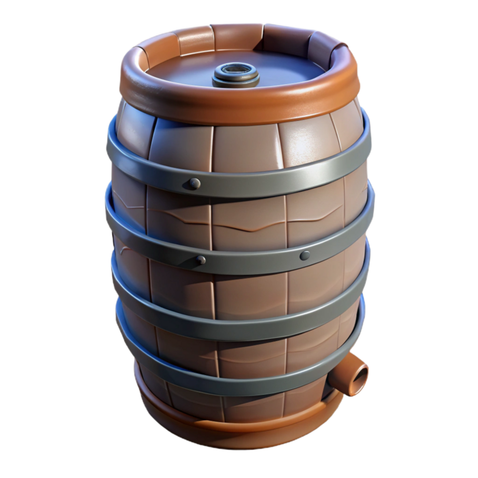 serene minimalist Rainwater Collection Barrel Side Angle Cutout professional png