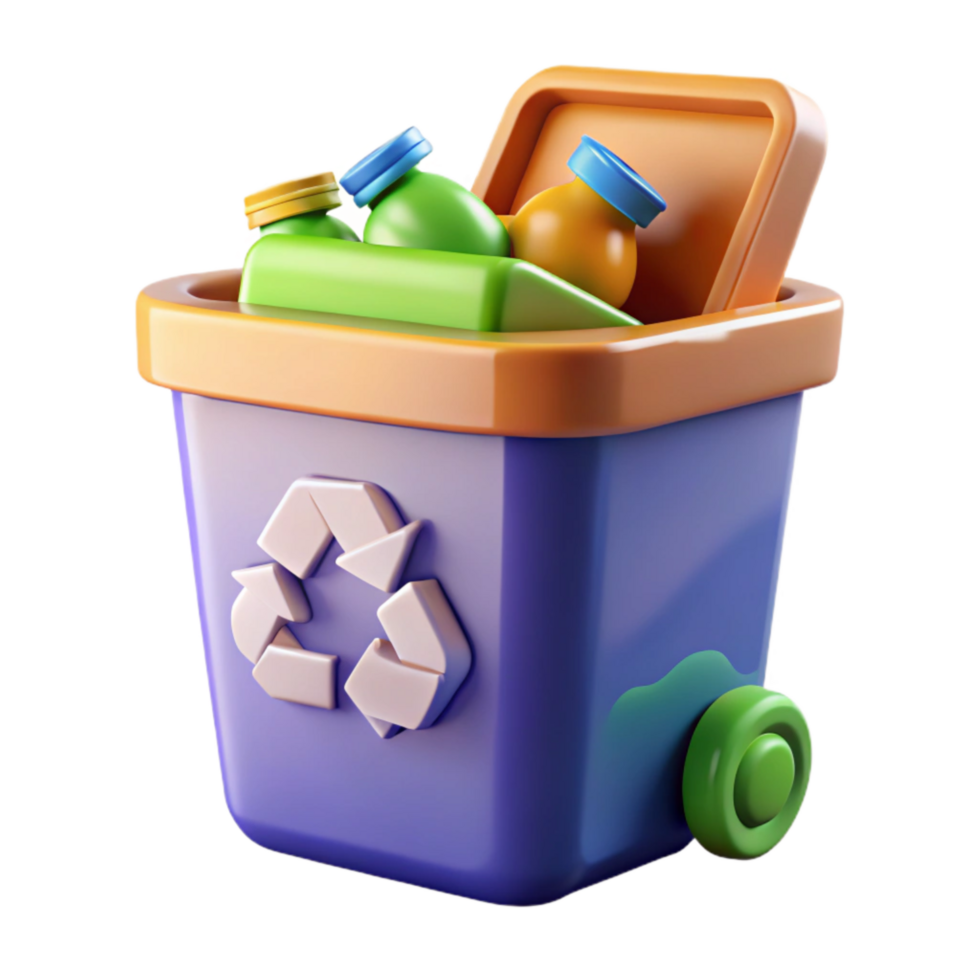 impressionante rústico reciclando bin transbordante com plástico Cortar fora elemento Alto resolução png