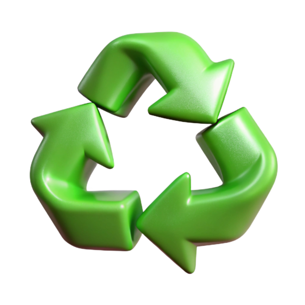dramatic traditional Recycling Symbol with Arrows Green Transparent Background authentic png