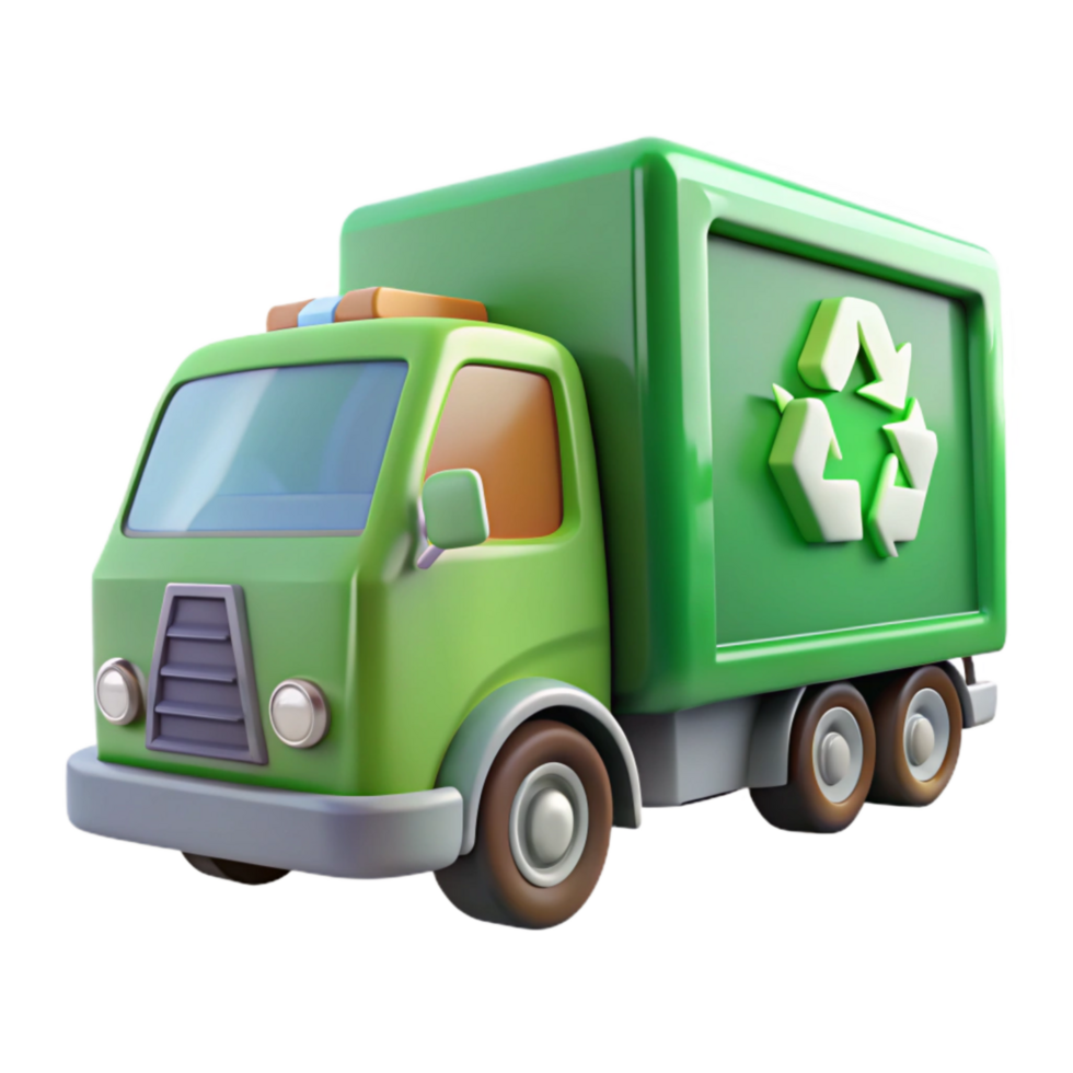 dramatic minimalist Recycling Truck in Action Isolated high resolution png