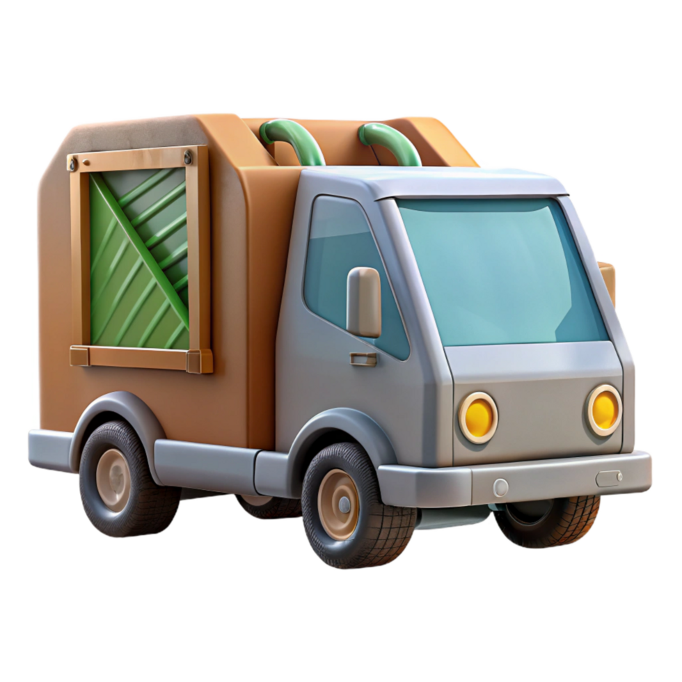 elegant rustic Recycling Truck Rear View Isolated high quality png