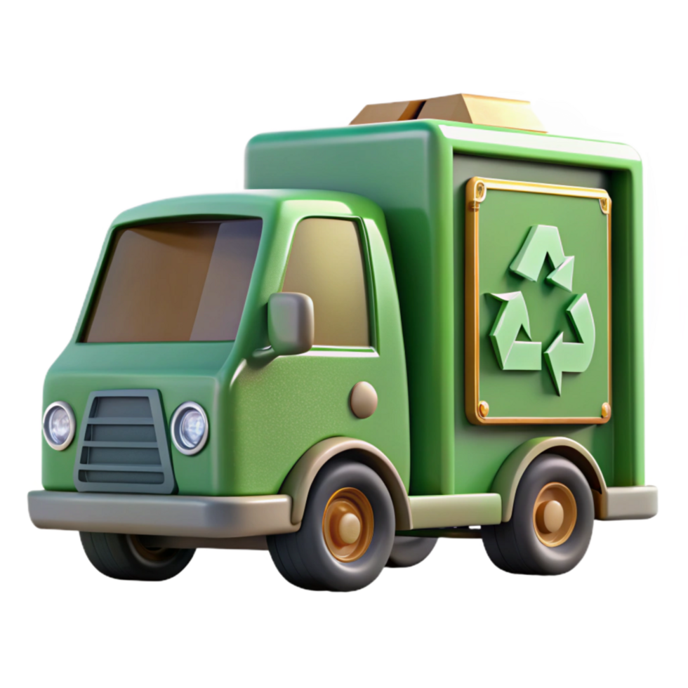 extraordinary rustic Recycling Truck Side View White Cutout authentic png