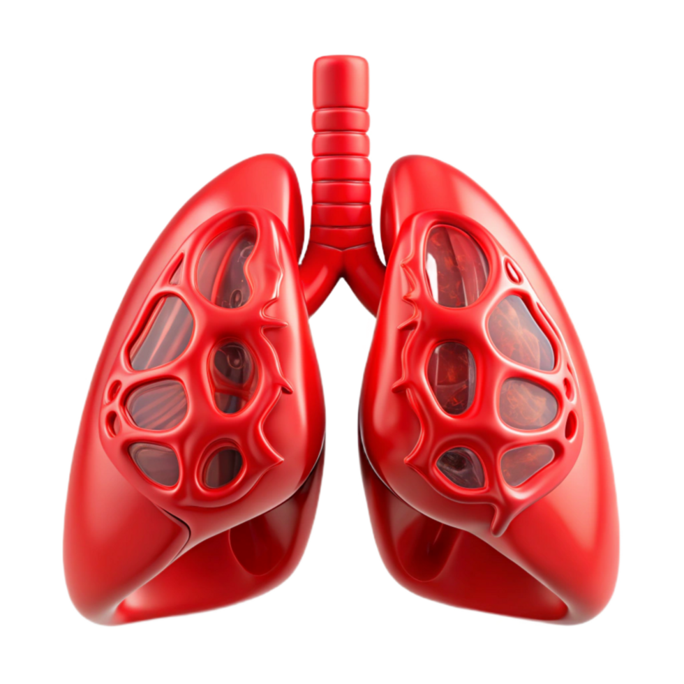 extraordinary contemporary Red Bio Cybernetic Lung Cutout on Transparent Background professional png