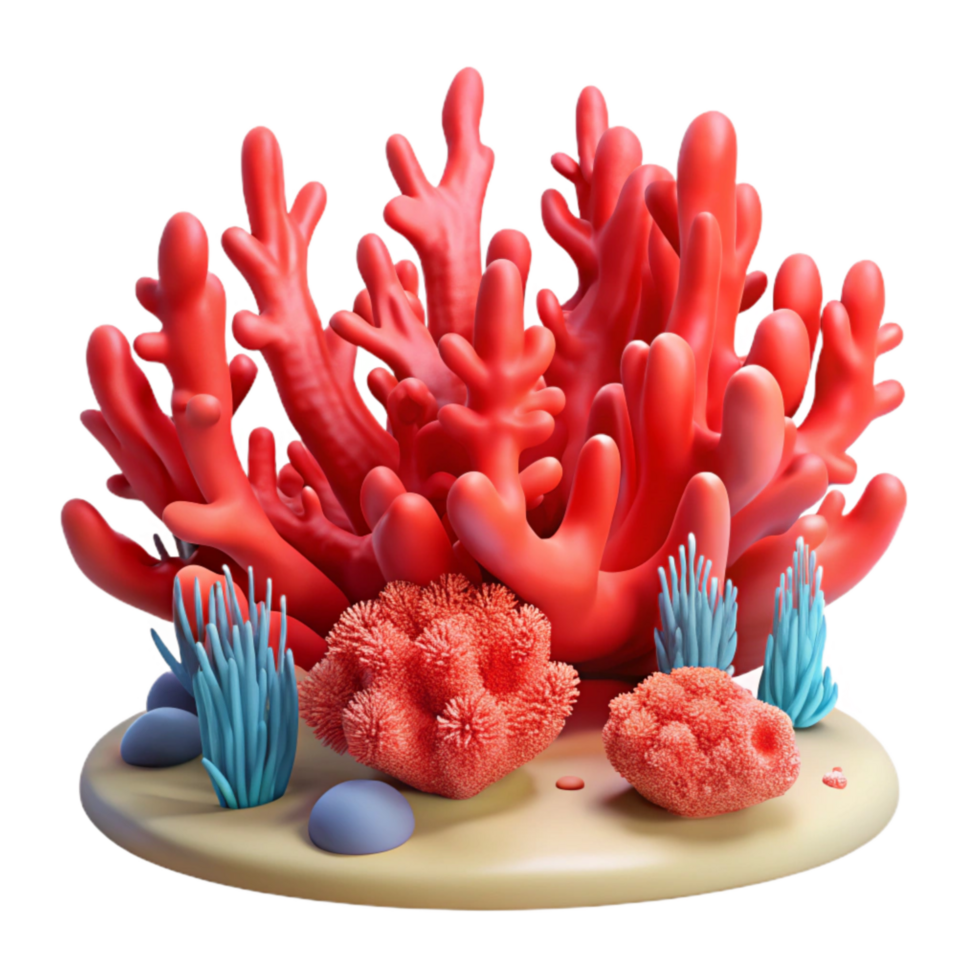 magnificent rustic Red Coral Reef Cutout Underwater Scene high resolution png