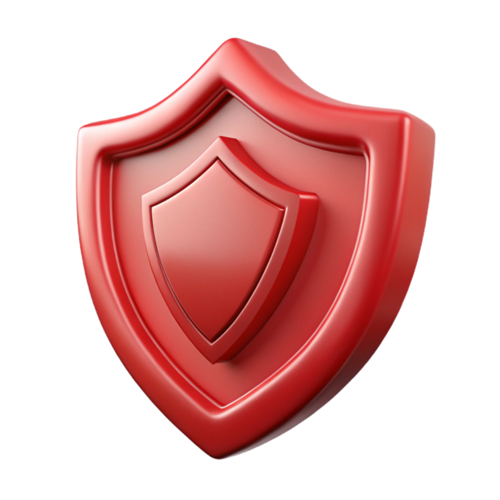 beautiful traditional Red Cyber Security Shield Icon Cutout Element high resolution png