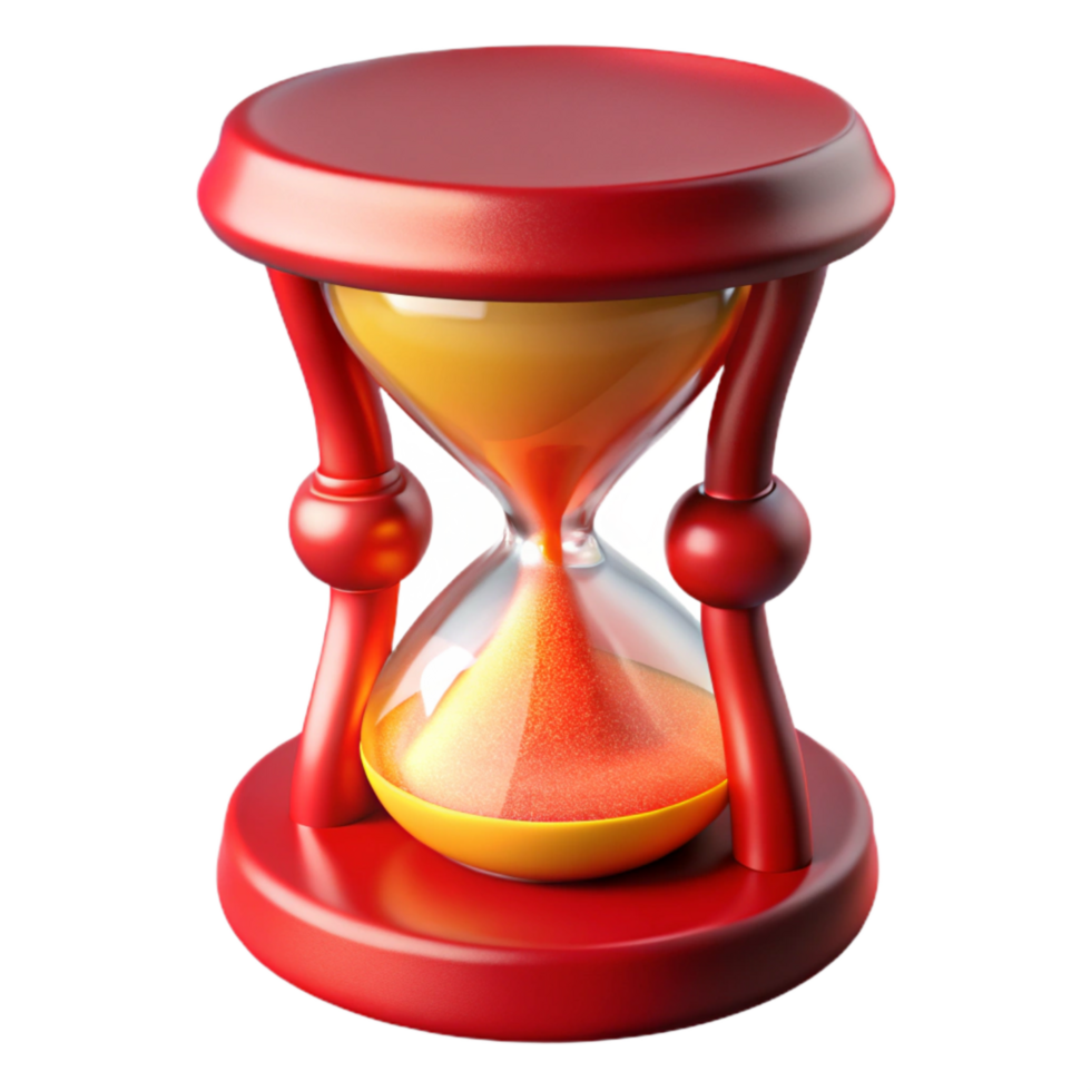 dramatic minimalist Red Hourglass with Glowing Sand Cutout authentic png