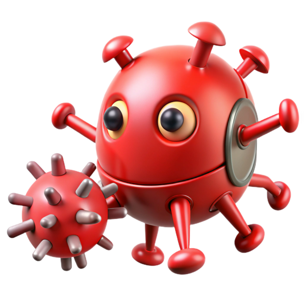 impressive modern Red Nanobot Attacking Virus Cutout original png