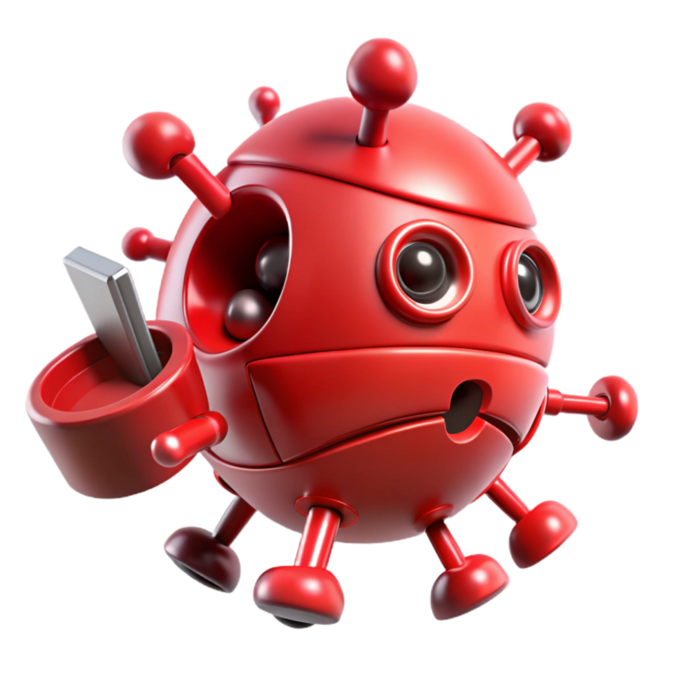 beautiful traditional Red Nanobot Destroying Virus Cutout high quality png