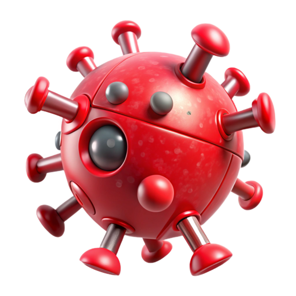 stunning modern Red Nanobot Destroying Virus Cutout premium png