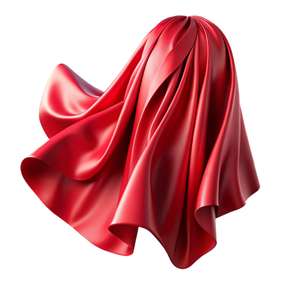 stunning classic Red Silk Drape Flowing Fold Isolated on Transparent Background genuine png