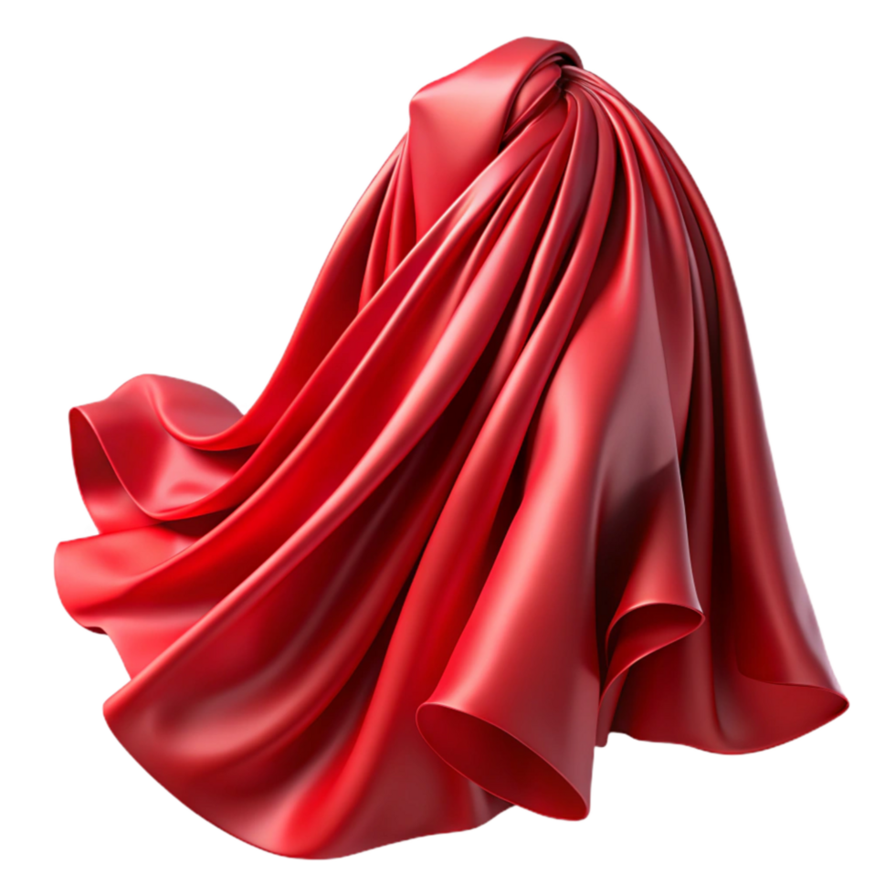 wonderful minimalist Red Silk Drape Flowing Fold Isolated on Transparent Background high resolution png