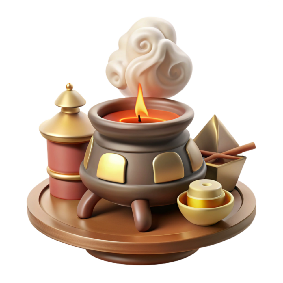 elegant modern Religious Ceremony Incense Burning with Smoke Cutout high quality png