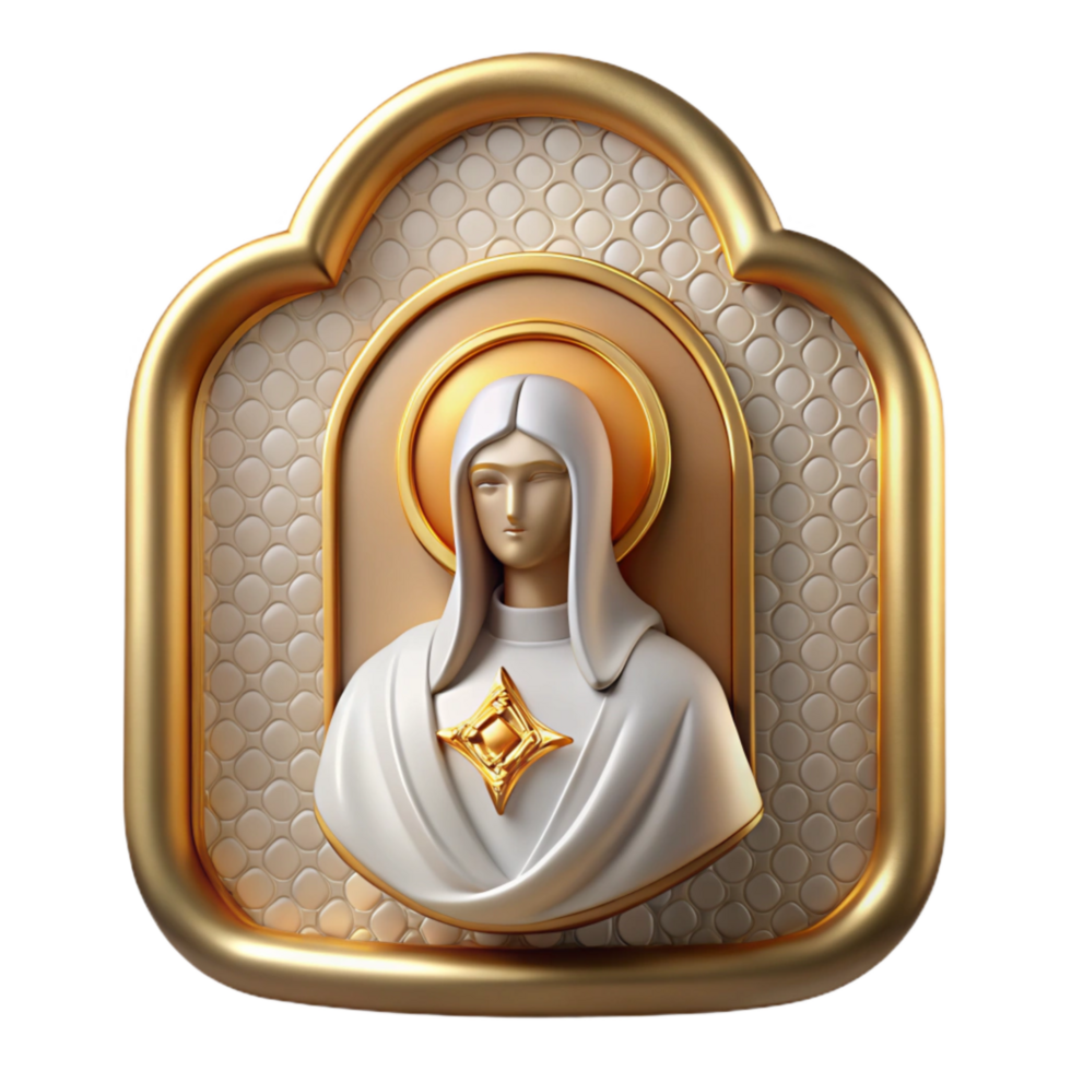 serene artistic Religious Icon Cutout with Gold Detail Transparent Background detailed png