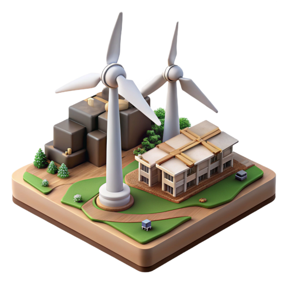 beautiful abstract Renewable Energy Infrastructure Isolated Wind Turbine Farm professional png