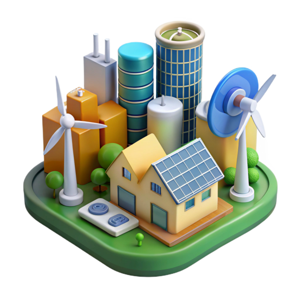 impressive classic Renewable Energy Sources in Smart City Cutout high quality png