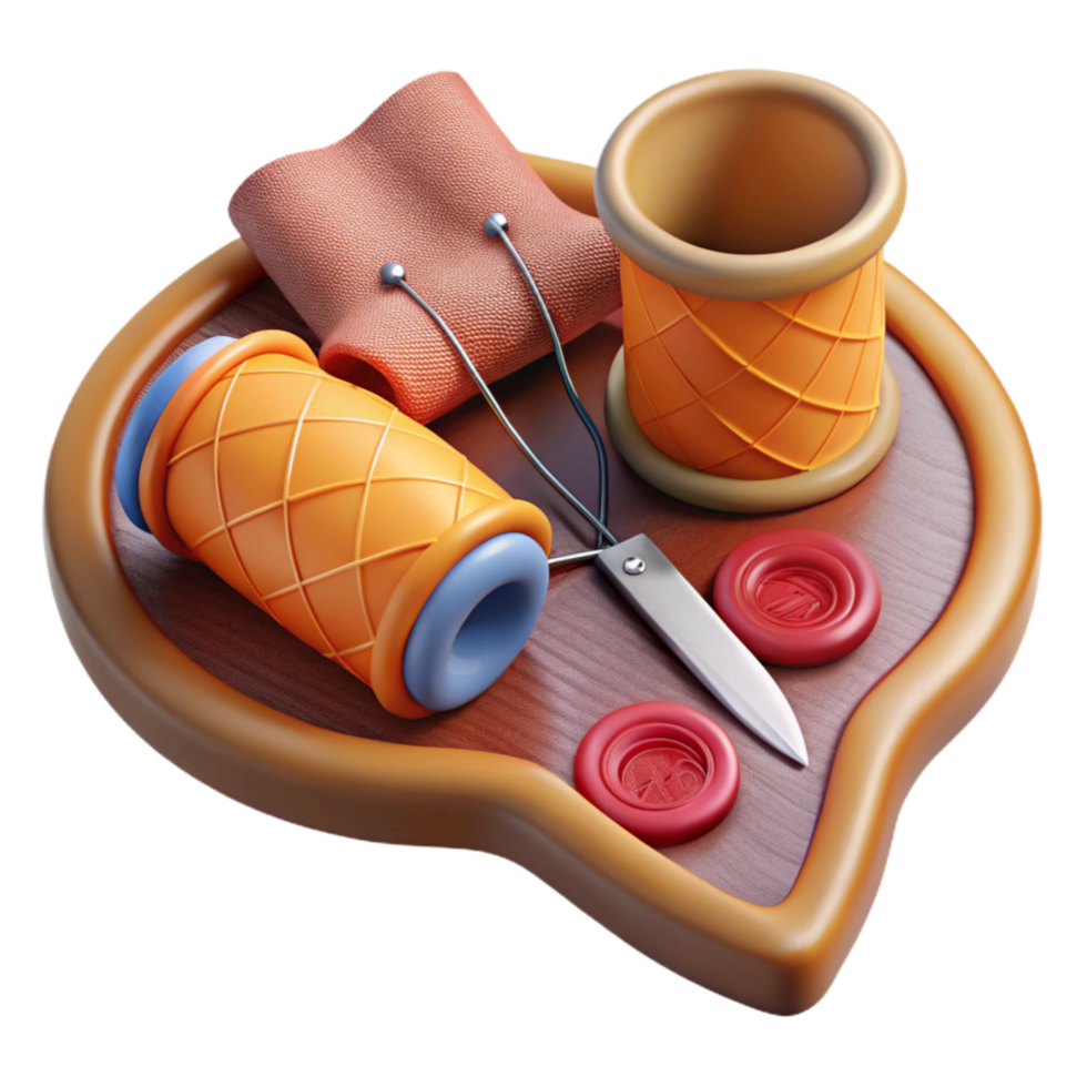 elegant creative Repairing Clothes Sewing Kit with Needle and Thread Isolated premium png