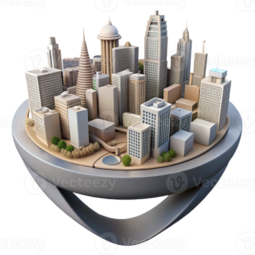 vibrant modern Repeating Cityscape Time Loop Cutout premium png