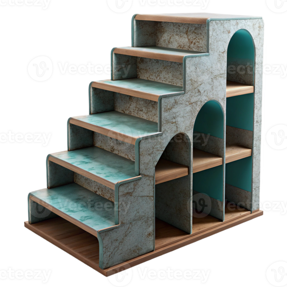 stunning rustic Repurposed Bookshelf Staircase Storage Solution Cutout genuine png