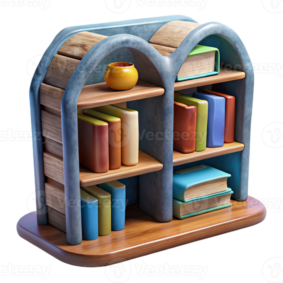 wonderful vintage Repurposed Book Shelf with Books Transparent Background high quality png