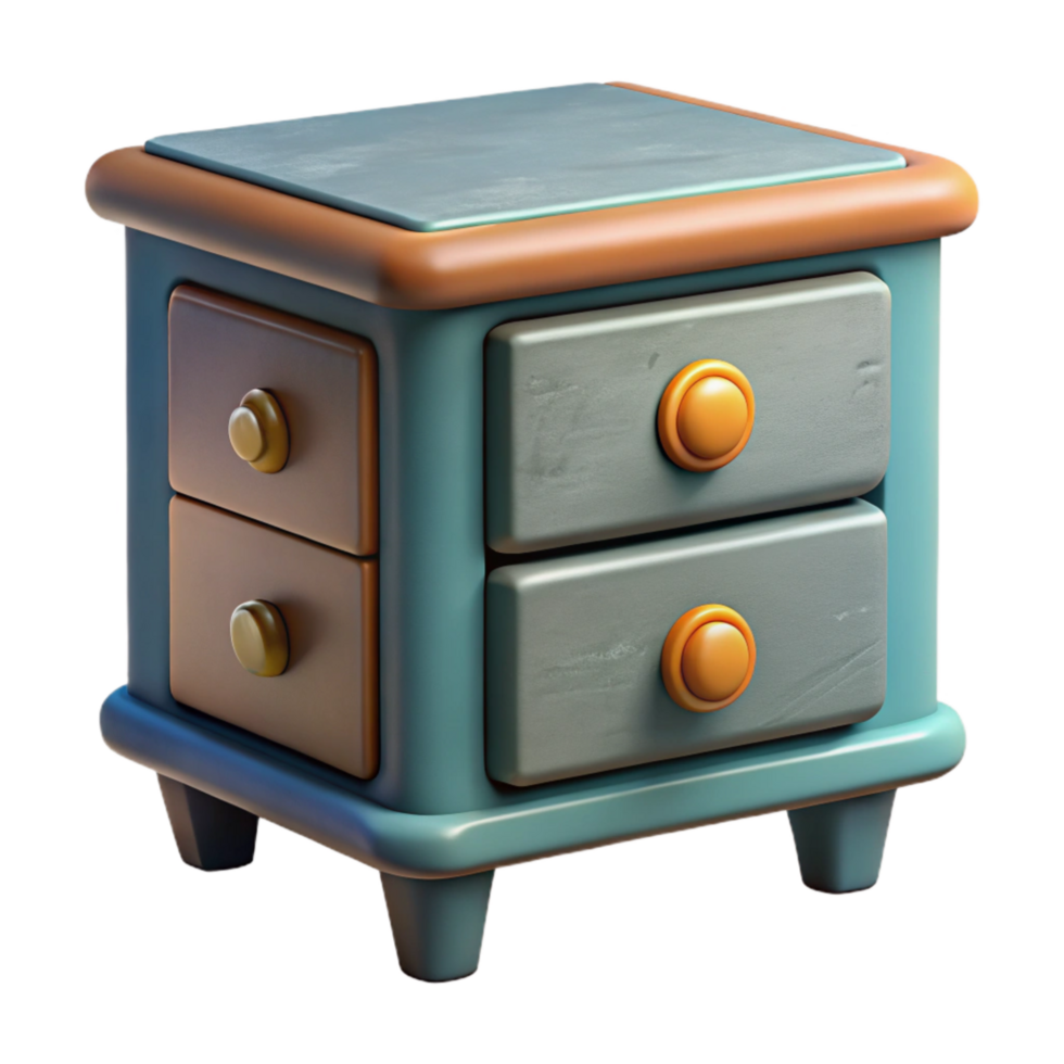 vibrant classic Repurposed Drawer Nightstand Isolated Element professional png