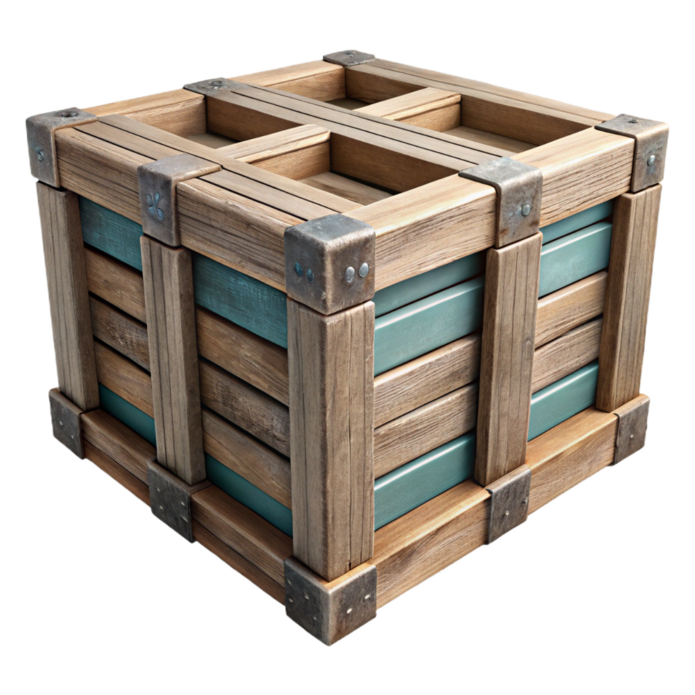 serene contemporary Repurposed Wooden Crates Storage Unit Isolated Element high quality png