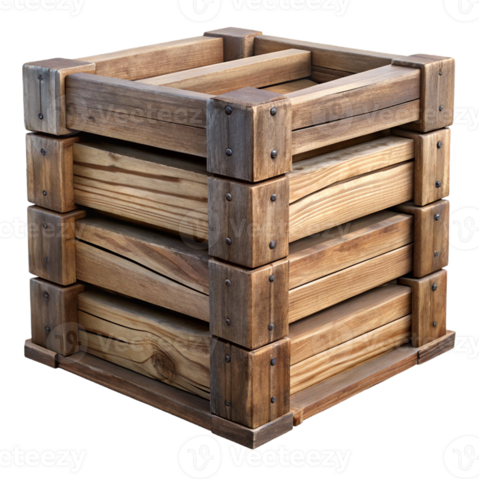 magnificent contemporary Repurposed Wooden Crates Storage Unit Isolated Element authentic png