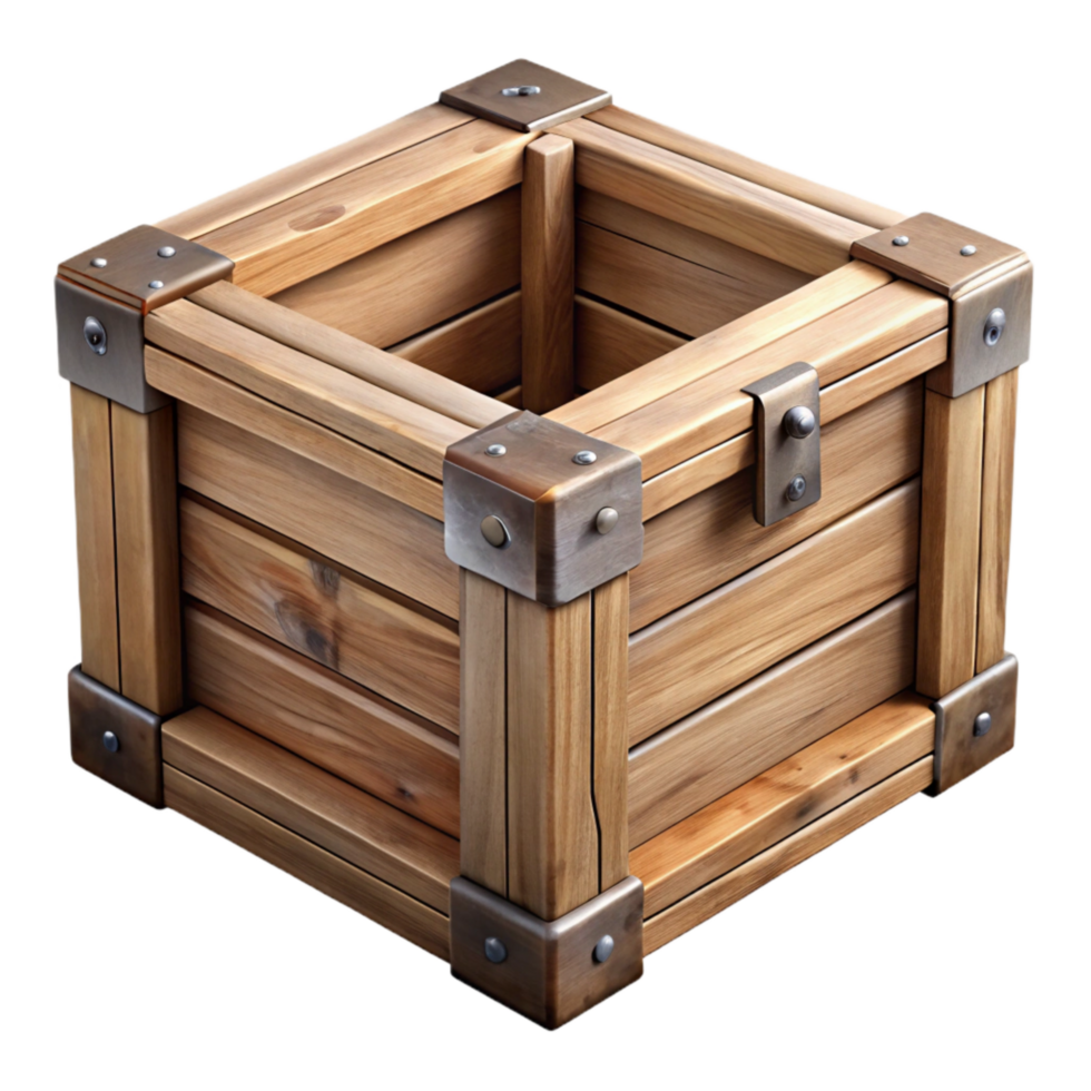 elegant creative Repurposed Wooden Crate Storage Box Transparent Background detailed png