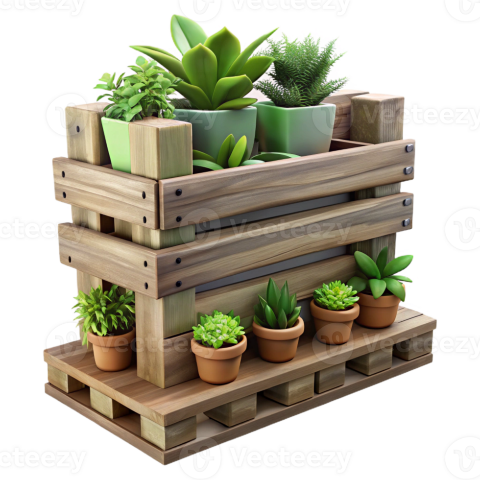 beautiful classic Repurposed Wooden Pallet Vertical Garden Isolated Element high resolution png