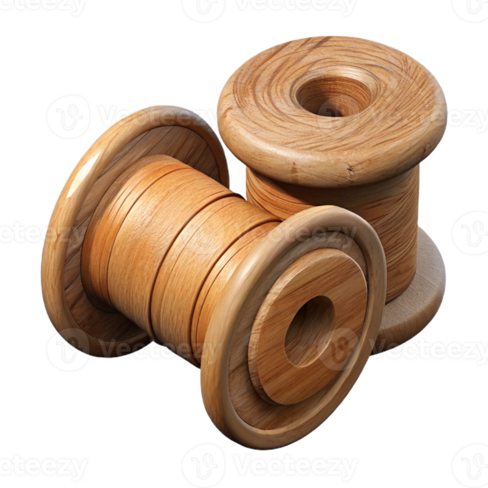 stunning vintage Repurposed Wooden Spools Craft Supplies Isolated Element png