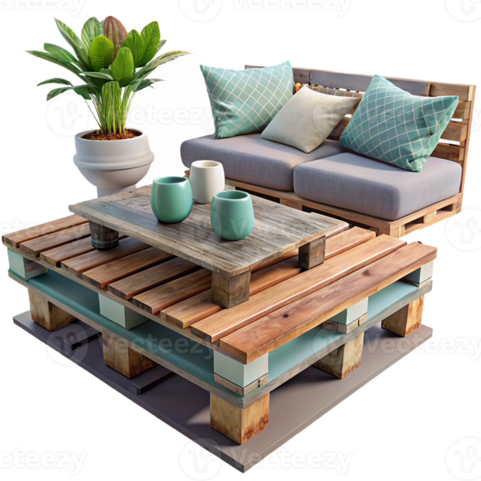 impressive contemporary Repurposed Wooden Pallet Coffee Table Living Room Setting Cutout genuine png