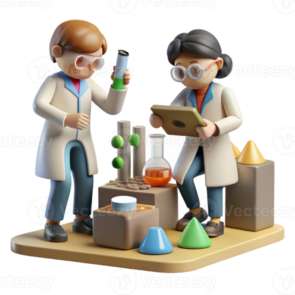 beautiful minimalist Researchers Analyzing Samples Isolated high resolution png
