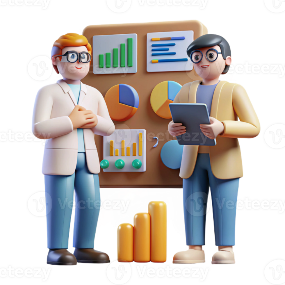 extraordinary classic Researchers with Data Visualizations Cutout authentic png