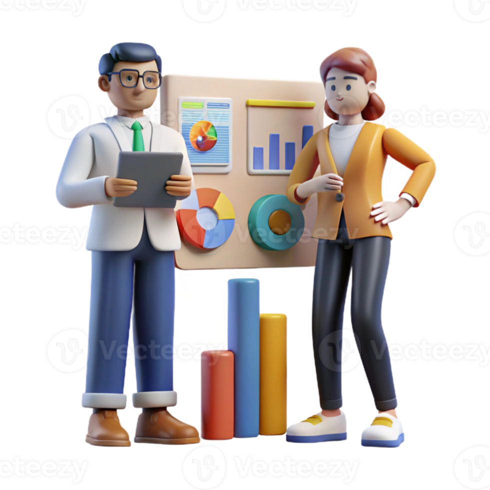 vibrant traditional Researchers with Data Visualizations Cutout exclusive png
